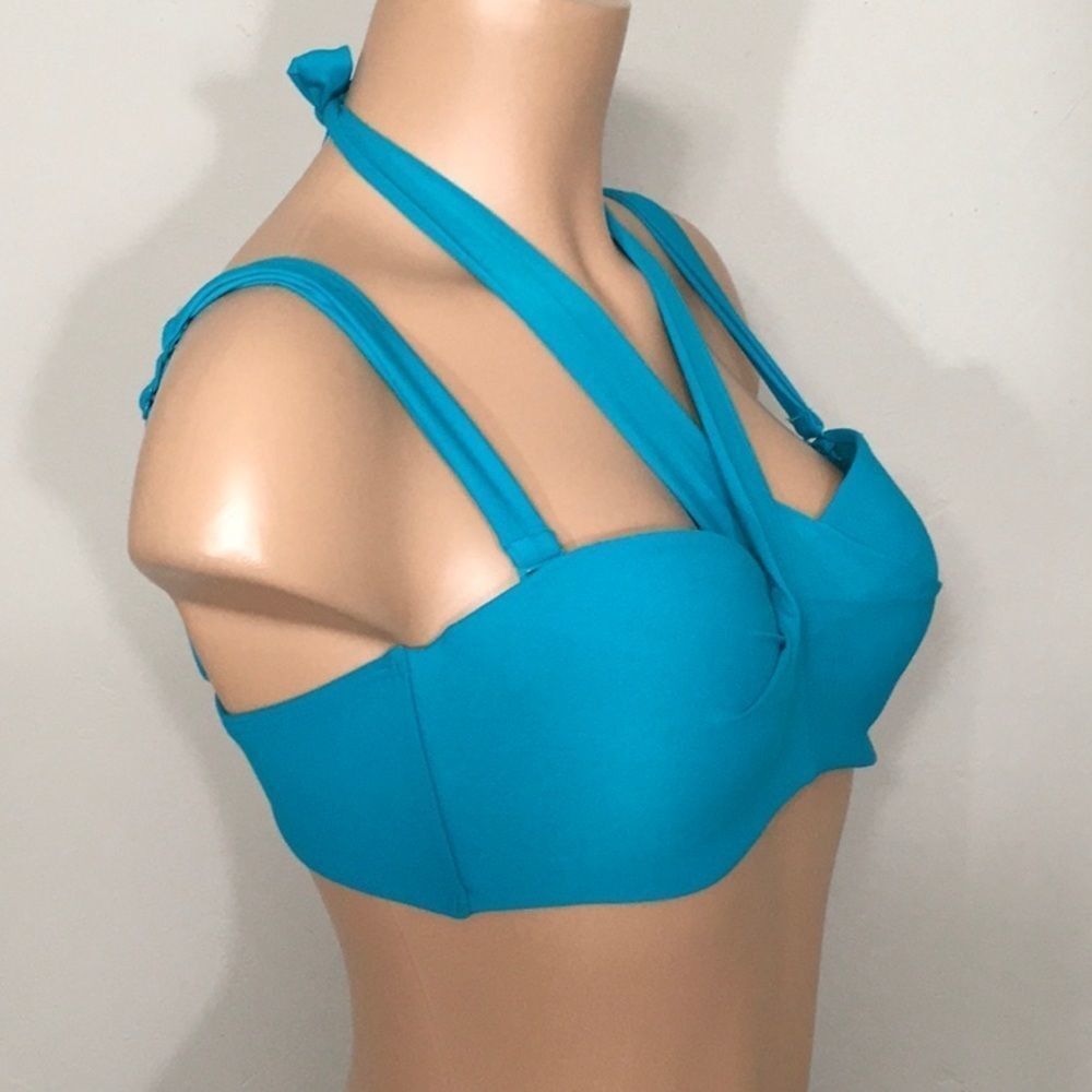 COCO REEF 5-way Bra Sized teal bikini top. 32/34D - Picture 7 of 11